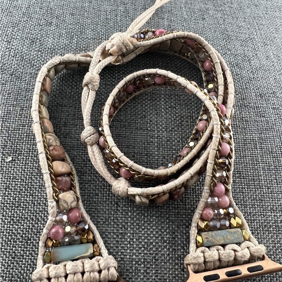 Natural Stone Apple Watch Band Wrap Bracelet 42mm 44mm 45mm - Picture 2 of 3